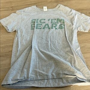 Grey Short Sleeve Tee with Green 'SIC 'EM BEARS' Graphic